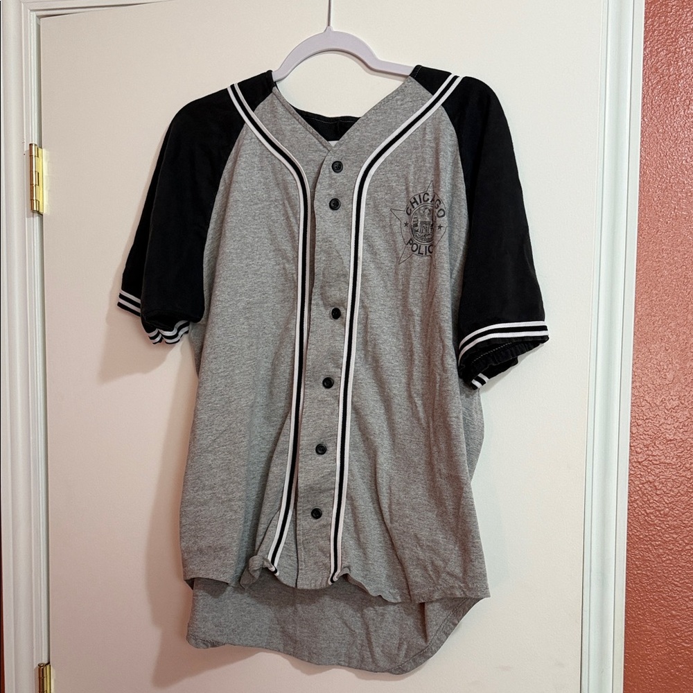 Gray and Black Button-Up Baseball Jersey